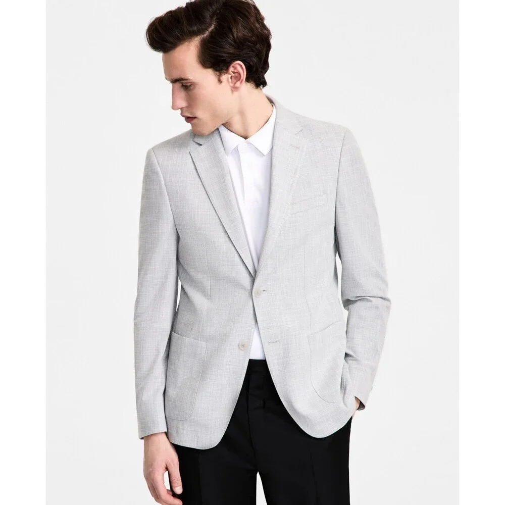 Calvin Klein Slim Fit Sport Coat Blazer Men's 38R Heather Grey Front Button
